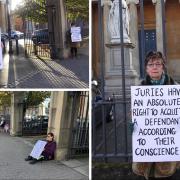 PROTEST: The defend our jury protests outside Worcester Crown Court