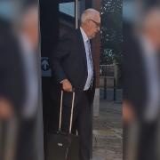 BANNED: Andrew Peters walking out of Worcester Magistrates Court