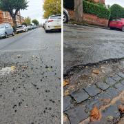 POTHOLES: Potholes in The Hill Avenue, Worcester
