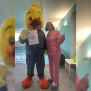 Owner of Puddle Ducks Worcestershire, Suzanne Horton, pictured with Puddle the Duck