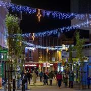 Christmas lights in Worcester from 2021.