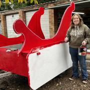 SANTA'S HELPER: Katie Lambeth-Mansell making the Whittington sleigh