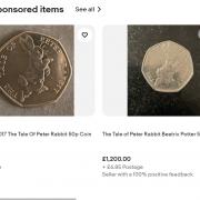 VALUE: The Beatrix Potter coins are selling for up to £1,200 on  eBay but a Stourport seller sold a similar Peter Rabbit coin for a little over £6.