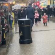 CHRISTMAS: Moving bin in Worcester grabs laughs from attendees.