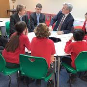 Damian Hinds MP was accompanied by Worcester MP Robin Walker on his visit to primary schools Cherry Orchard and Northwick Manor