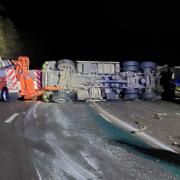 CRASH: An overturned lorry saw a section of the M5 closed for eight hours.