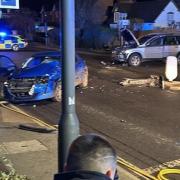 CRASH: The aftermath of the Malvern Link crash at the junction of Pickersleigh Avenue and Richmond Road in Malvern