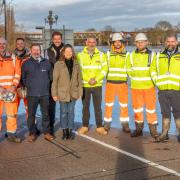 Lord Lieutenant of Worcestershire Beatrice Grant met with officers involved in the flood defence at the county cricket club