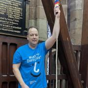 CHALLENGE: Chris Phillips will ring one of Worcester Cathedrals heaviest bells for four hours in aid of Parkinson's UK