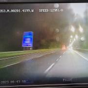 FAST: A still image of the pursuit on the M5 in Worcestershire which saw the driver reach speeds of 130mph