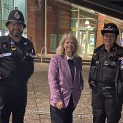 Harriett Baldwin MP (centre) went on the beat with PC Kevin Johns and PC Amy Hunt