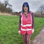 ACTION: Cllr Jill Desayrah has been out and about on Gorse Hill, clearing up the litter at the beauty spot