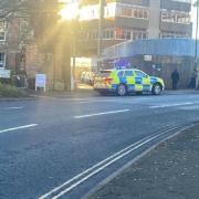 INCIDENT: A police car in Deansway in Worcester