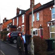 Councillor Richard Udall with resident Jenny Barnes with one of the Victorian lamp posts.