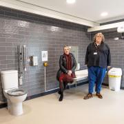 Cllr Robyn Norfolk, Worcester City Council’s member champion for equality, diversity and inclusion and Kate Webb, carer voice team lead with Worcestershire Association of Carers, at the new Changing Places toilet in the Cornmarket