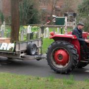 FITTING: The tractor and trailer funeral procession for farmer Albert Gibbons