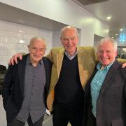 Jim Rosenthal [LEFT], Patrick Murphy [CENTRE] and Nick Owen [RIGHT] were on form with their fascinating and engaging stories on stage at Huntington Hall