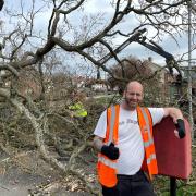 MIRACLE: Postman Adam Wilson in Ripon Road in Ronkswood was seconds from being squashed by the falling tree and says it is his second close call