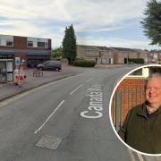 The road where the zebra crossing will go  INSET: Councillor Alan Amos who has brought the scheme to fruition
