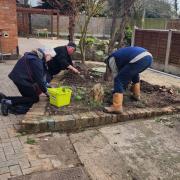 SUPPORT: Villages work on the garden of the Red Lion in Holt Heath near Worcester