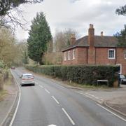 CRASH: A4133 Ombersley where a car crashed through a hedge