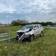AFTERMATH: The crash on the Ketch roundabout involved a Toyota Hilux