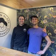 EXCITED: Wil Merryweather alongside his colleague James Parker from Golden Glaze Doughnuts.