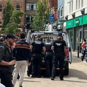 INCIDENT: Police make an arrest in Pump Street in Worcester city centre