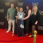 All In One Hair And Beauty’s George Tanase, Kerry Harkins, Laura Orr, Amy-Leigh Evans and Kelly Delaney at the awards ceremony. Colleagues Molly Beach and Seran Corbett were unable to make the event