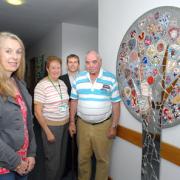CREATIVE: Artist Victoria Harrison with St Richard’s Hospice volunteer Chris Brighton, Worcestershire County Council’s art officer Steve Wilson and patient John Parkin (38134001)