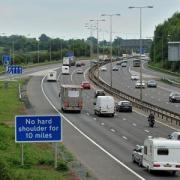CRASH: The  M5 motorway in Worcestershire closed amid Storm Isha