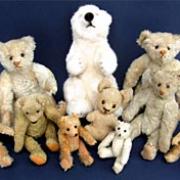 There's no doubt that Steiff labels added to the interest in this collection of teddy bears.  They sold for 2,190.
