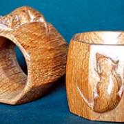 A pair of Mouseman napkin rings