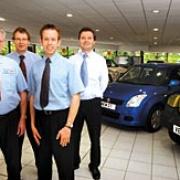Jeff Currin, Suzuki sales; Peter Hughes, general manager and Nick Sinfield and Drag Racic, Jeep, Dodge and Chrysler sales at City & County. The dealership will be at the motor show. Picture by Simon Rogers. 20036703