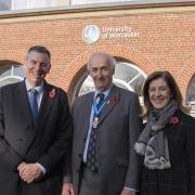 PRAISE: University of Worcester Vice Chancellor, Professor David Green, High Sheriff of Worcestershire, Stephen Betts, and his wife Caroline.