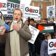 APPEAL: Mark France, a member of the anti-war Respect party, urges people in Worcester to sign a petition calling for an end to the fighting in Gaza.