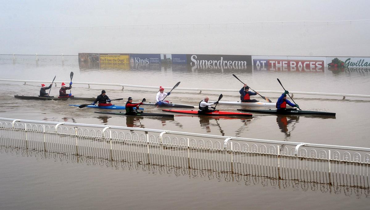 Rowers replaced racehorses at Pitchcroft in Worcester.