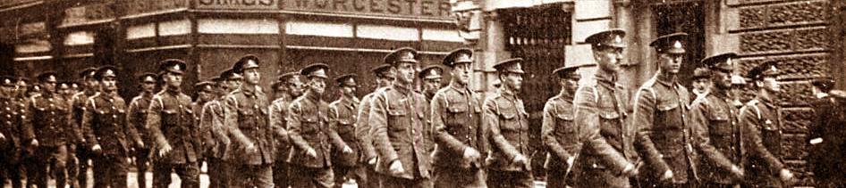 Soldiers marching through Worcester June 1915