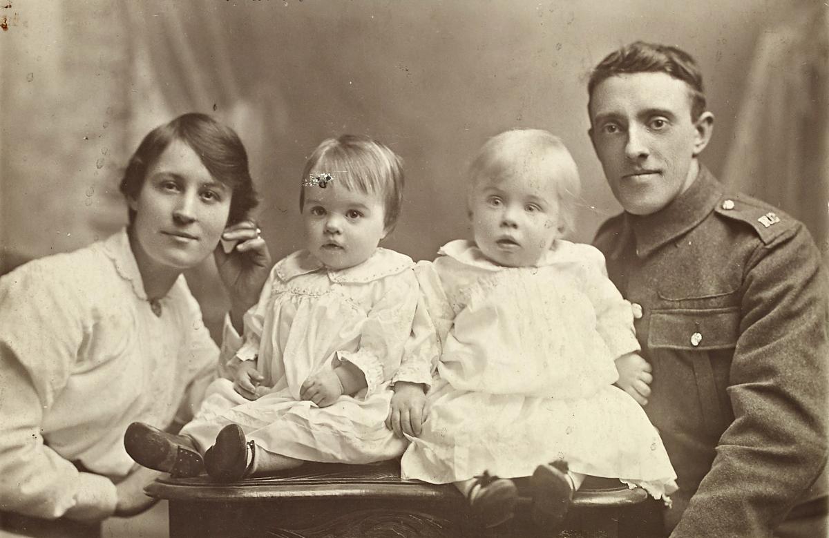 Walter Haywood from Worcester in uniform with wife Gertrude and twins George and Gwen. Picture courtesy of Pam Horsfield, who provided his diaries written after he set off for war. He died of dysentery before ever reaching the front