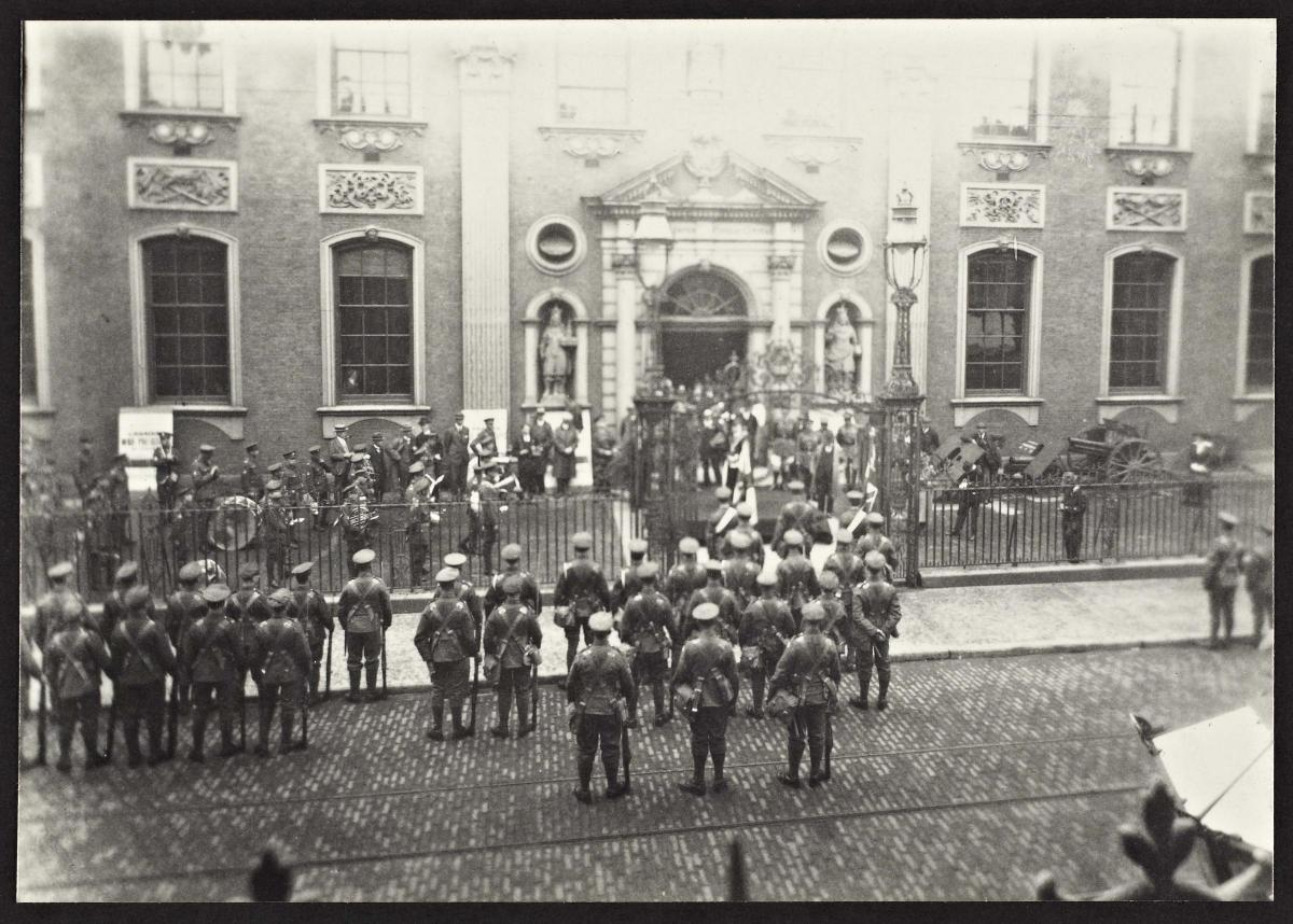 Guildhall Presentation of colours, 1914. Picture courtesy Worcestershire Archives and Archaeology Service