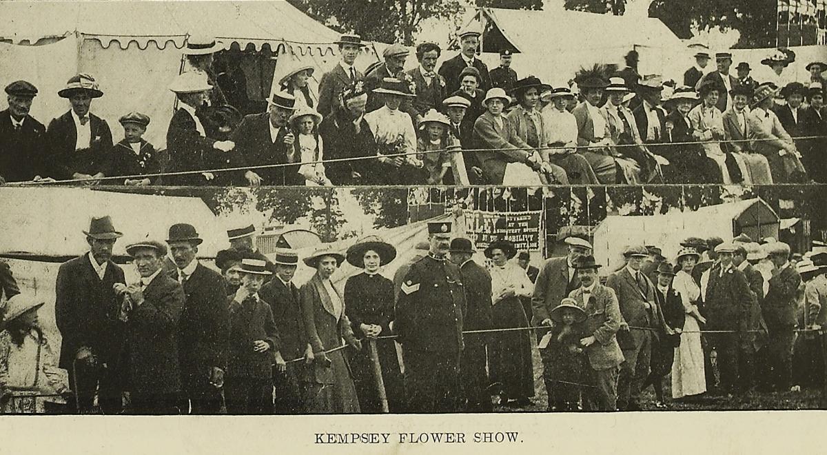 Kempsey Flower Show in July 1914. Picture from the Berrows Journal, courtesy of 'Worcestershire Archives and Archaeology Services'.