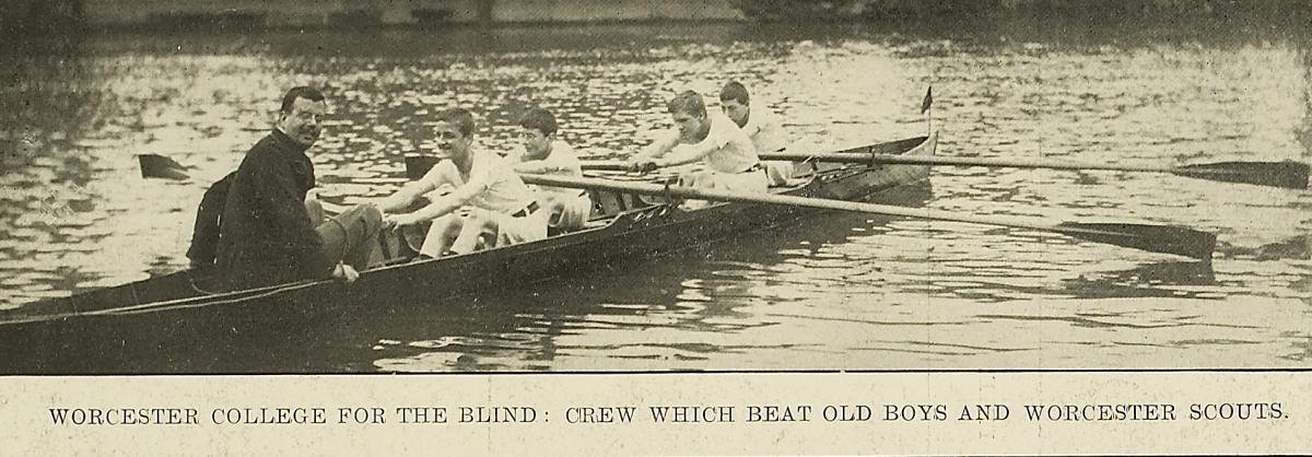 Worcester College for the Blind, crews that beat Old Boys and Worcester Scouts. picture from the Berrows Journal, courtesy of 'Worcestershire Archives and Archaeology Services'.