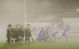 Pershore Town beat Lutterworth on penalties to reach Smedley Crooke Cup final. Pic: Geoff Moore