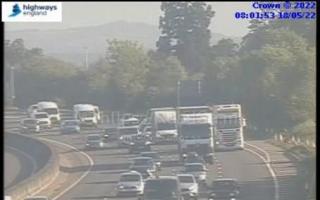 M5 Traffic: drivers are being warned of delays due to roadworks. 
This picture is not live.