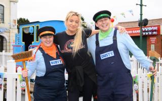 CELEBRATIONS: This Country star Daisy May Cooper joins in the celebrations at Drayton Manor Theme Park's Thomas Land.