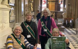 Joan, Dianna, Lynne and Jenny volunteer at Worcester Cathedral