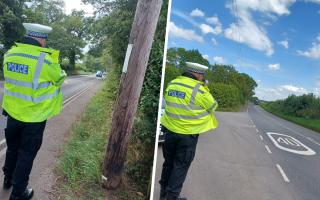Police officers spotted with speed cameras in Hanbury.