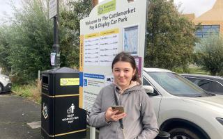 SMART: Lola Hawkins, 12, of Kidderminster saved the day for her nan at The Cattlemarket as she downloaded the RingGo app