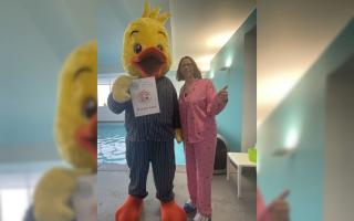 Owner of Puddle Ducks Worcestershire, Suzanne Horton, pictured with Puddle the Duck