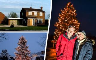OH CHRISTMAS TREE: Avril and Christopher Rowlands have lit their Christmas tree in Inkberrow